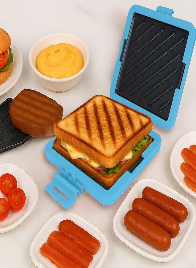 KDSPAROS Microwave Sandwich Maker - Microwave Toastie Sandwich Maker，3-in-1 Toastie Panini Press with Dishwasher Safe Design No Electricity Needed Fast Cooking for Travel Friendly/Office/Home (blue) - Image 5